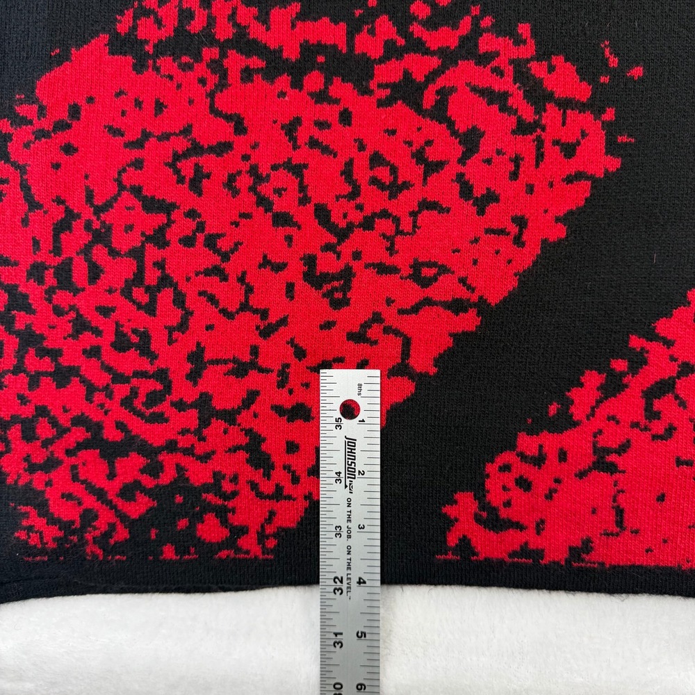 MING WANG Womens Red Black Abstract Print Knit Scarf All Size‎ - Picture 6 of 8